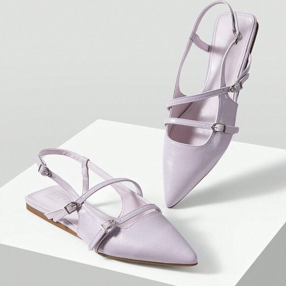 Lilac Purple Sexy Women's Pointed Toe Slingback Flat - Picture 6 of 7